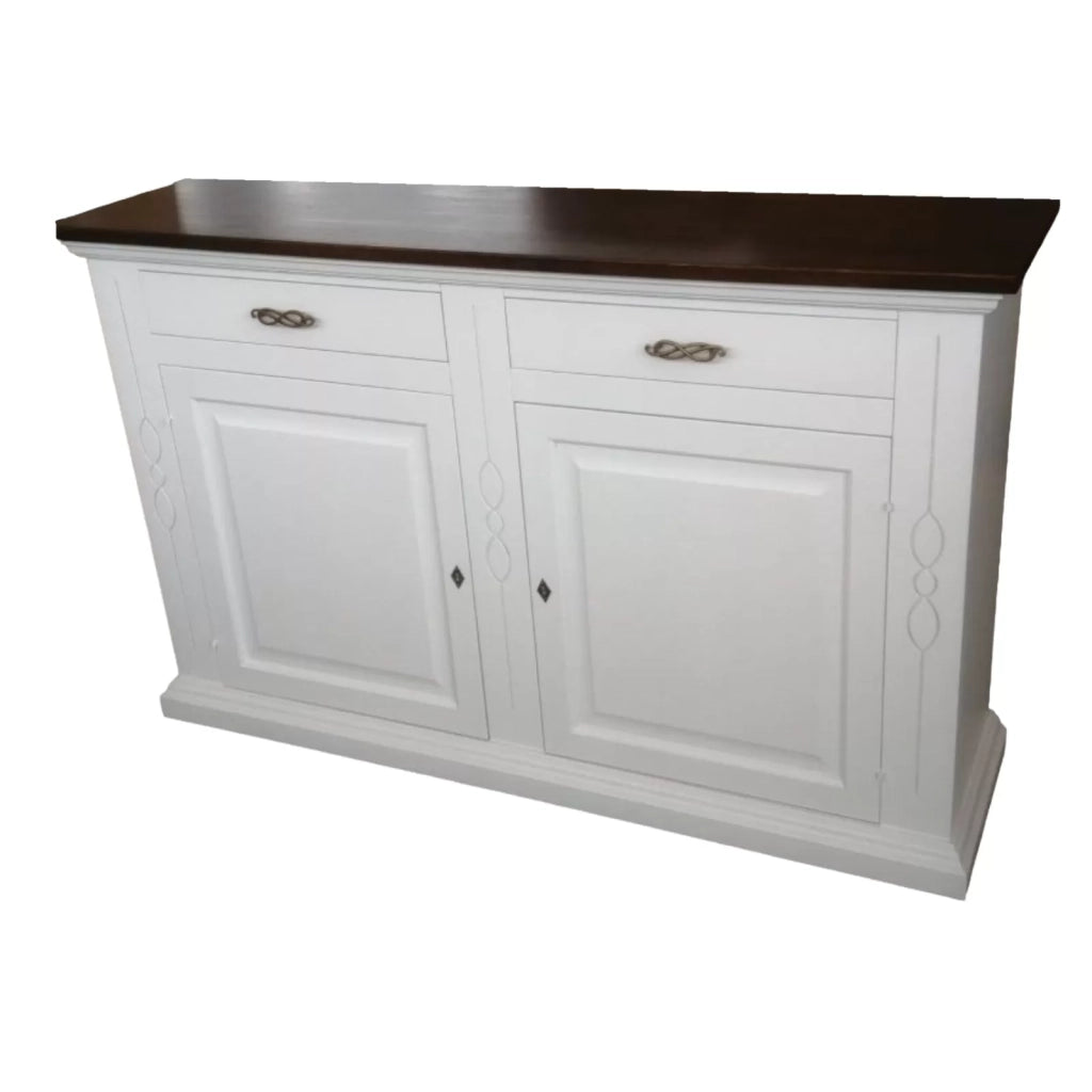 Credenzone shabby 2 ante 2 cassetti bianco/noce - Mobili 2G
