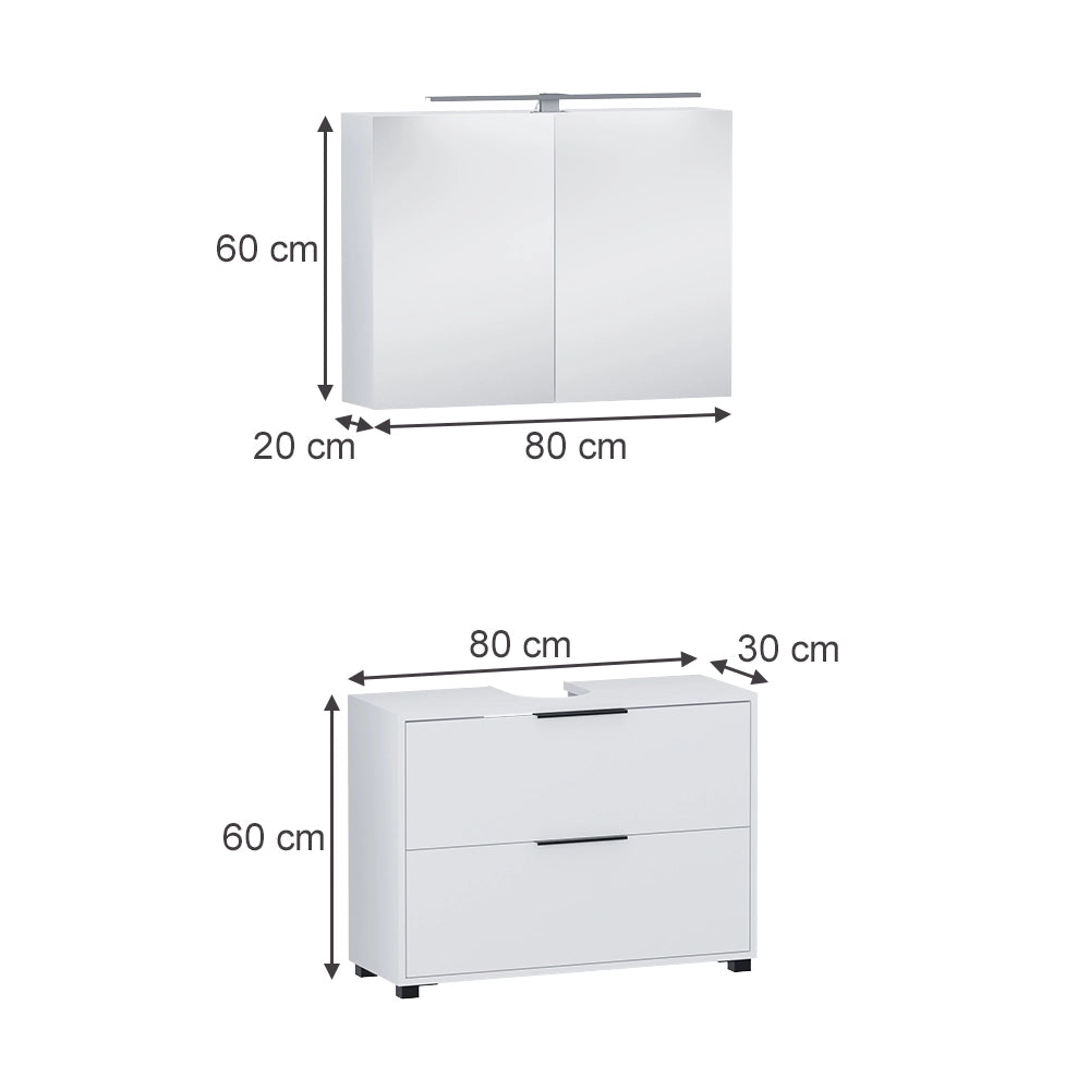 Vicco Set di mobili da bagno Bianco 2 parti