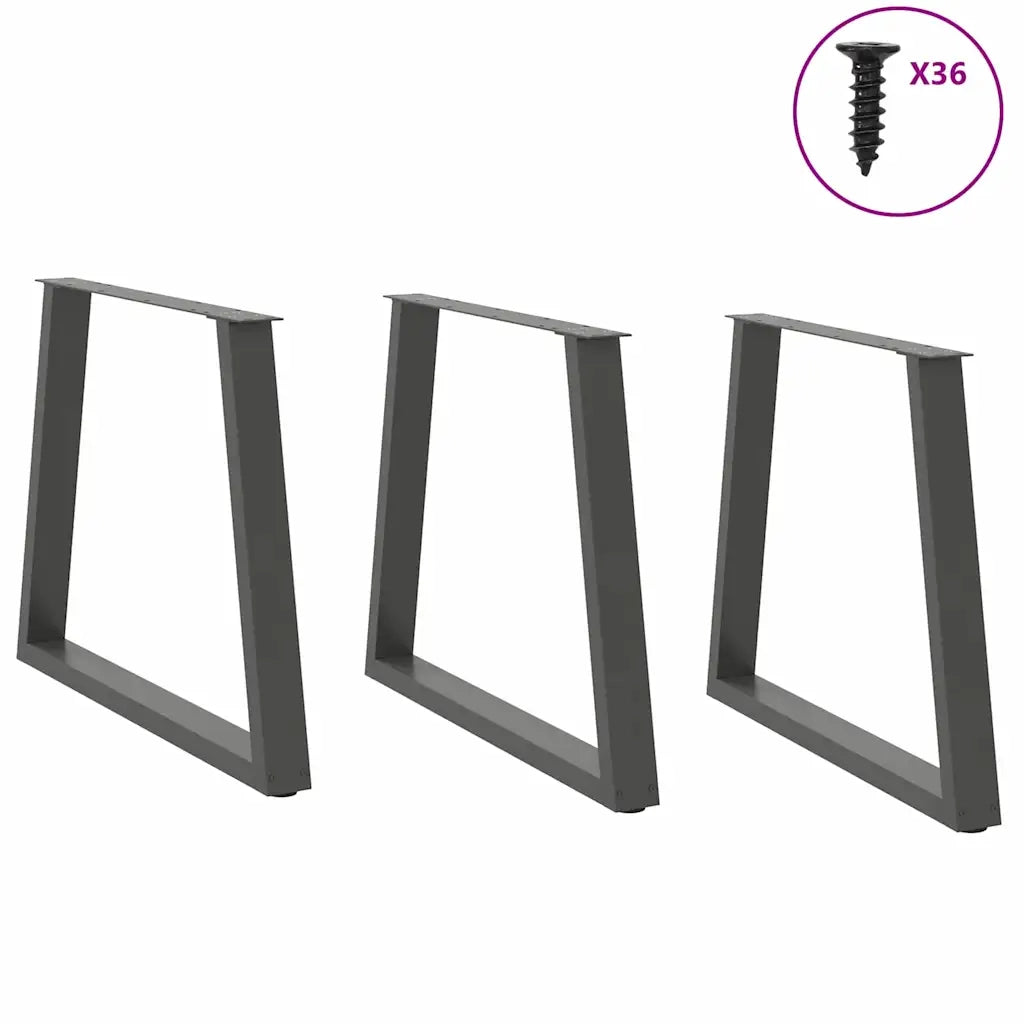 Gambe per tavolo da pranzo a forma di V 3 pz | Piede del tavolo Antracite 80x(72-73,3) cm Acciaio