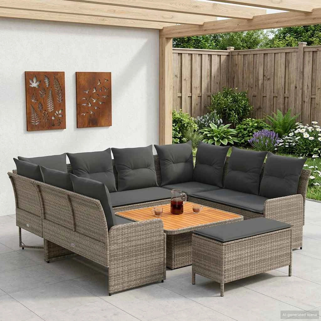 Set di Mobili 7 pz Grigio e Grigio Scuro Rattan in PE 3422190