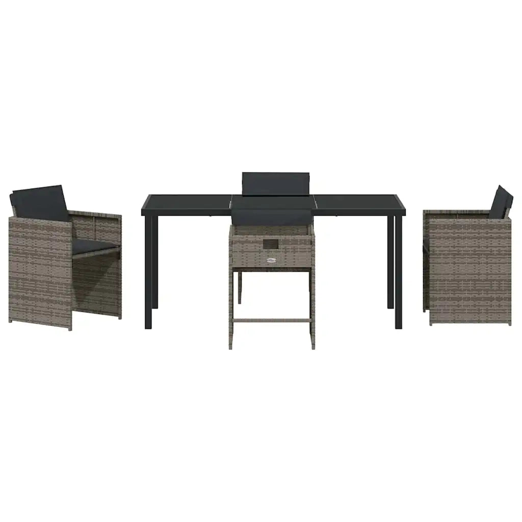 Set da Pranzo per Giardino 5 pcs Grigio polyrattan 3380695