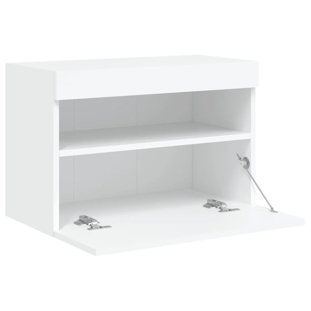 Mobile TV multimediale scaffale TV credenza mobile TV sala da pranzo soggiorno camera da letto montaggio a parete con luci LED 60 x 30 x 40 cm bianco 02_0027898