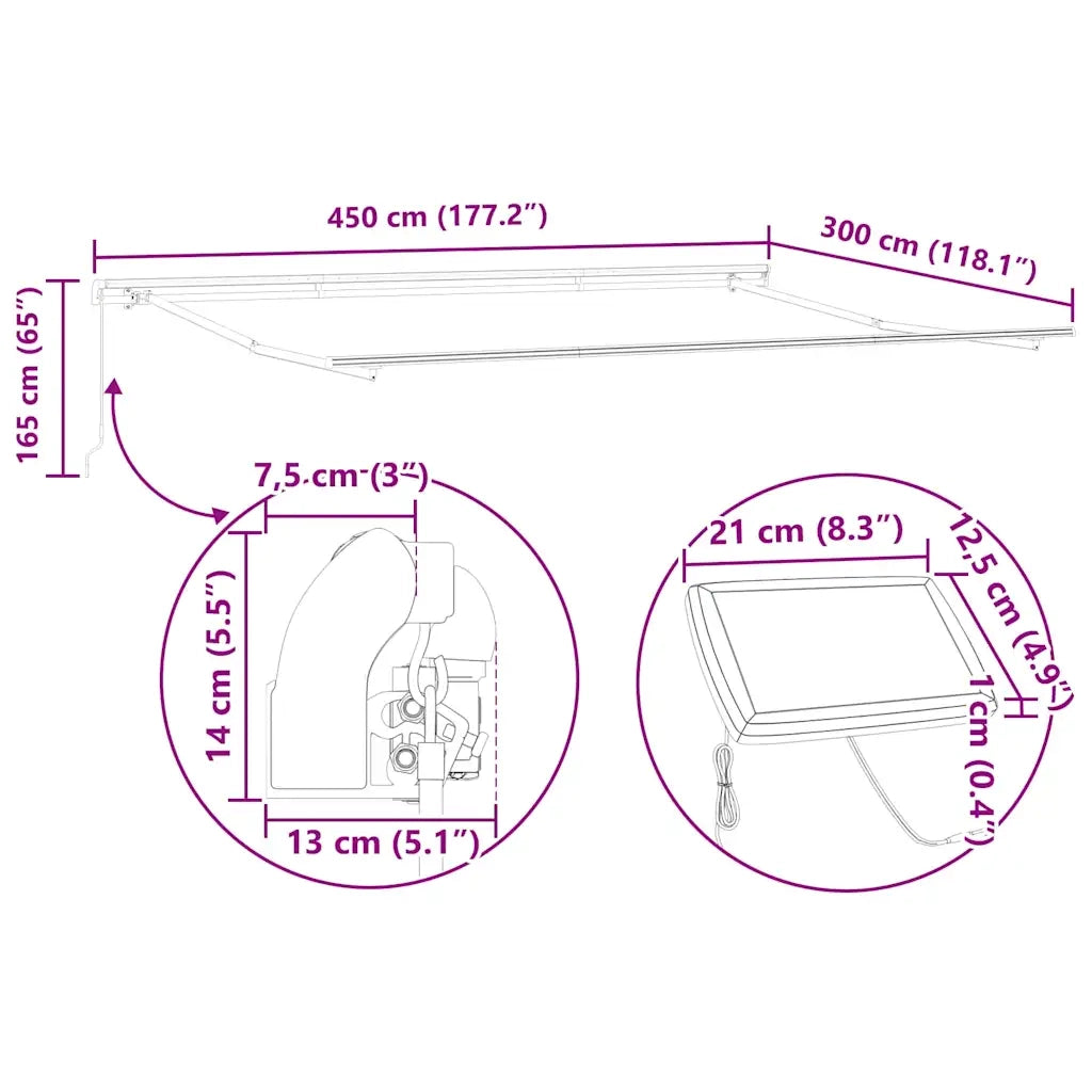 vidaXL Tenda da Sole con Bianco 4,5 × 3 m Metallo