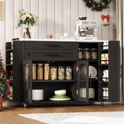 Isola Cucina Mobile Pieghevole ¨C MINIMAL ¨C 5 Ruote, Ripiano Spezie, Cassetto, 120x45x90 cm