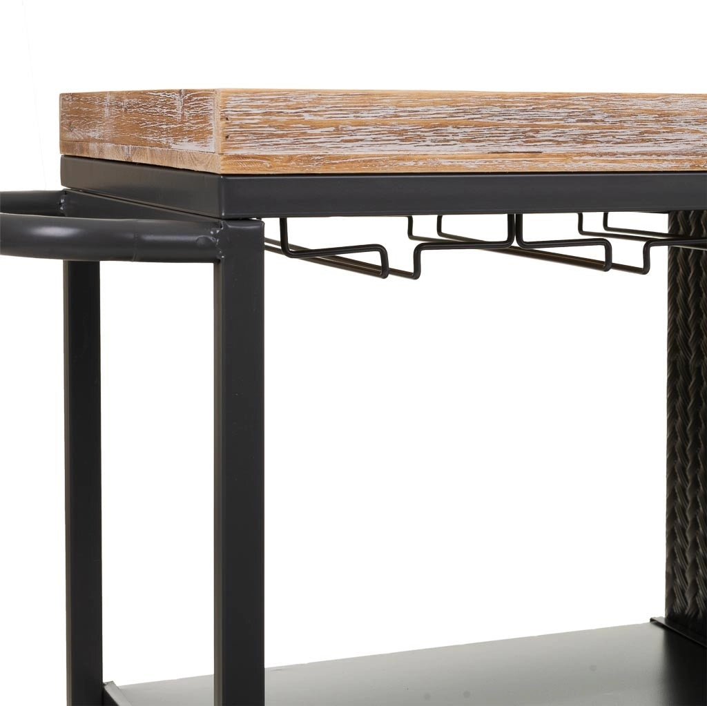Scaffale portabottiglie con ruote in legno e metallo grigio 100x40x83,5h