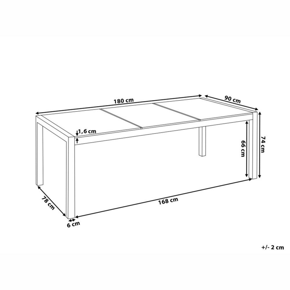 Tavolo Giardino Basalto Fiammato Nero Gambe in Acciaio Inox 180 x 90 cm
