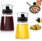 Set di Dispensatori di Olio 2 Pezzi - 160 ml - Vetro/Silicone - Senza Viti - Per Camping/Cucina - Bottiglie Pratiche