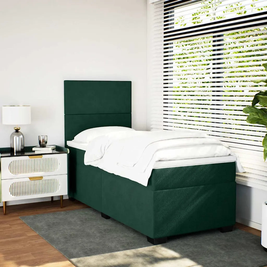 vidaXL Giroletto a Molle con Materasso Verde Scuro 100x200 cm Velluto