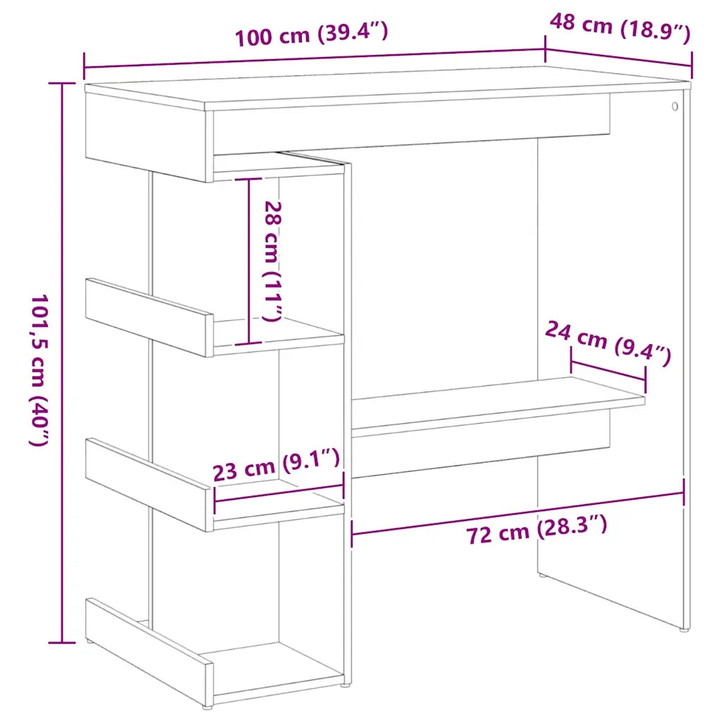 Tavolo da bar Rovere Nero 100 x 48 x 101,5 cm Legno multistrato 862705