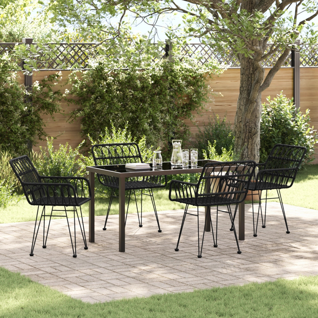 Set di Pranzo da Giardino 5 Pezzi Nero Poly Rattan