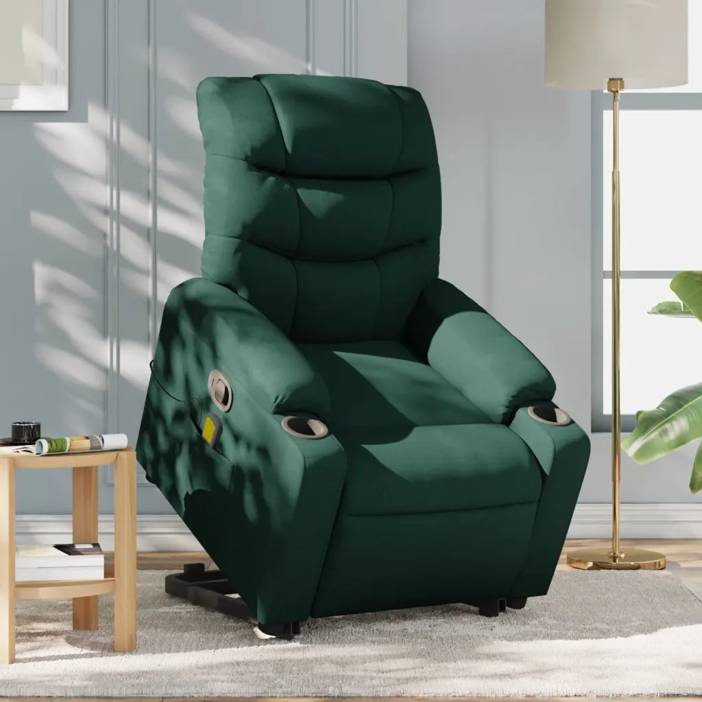 Divano Sedia-Poltrona Alzapersona Massaggiante Verde Scuro in Tessuto 286640