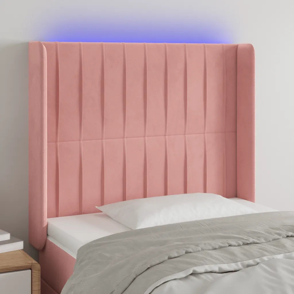 Testiera | Testata a LED rosa 83x16x118/128 cm in Velluto