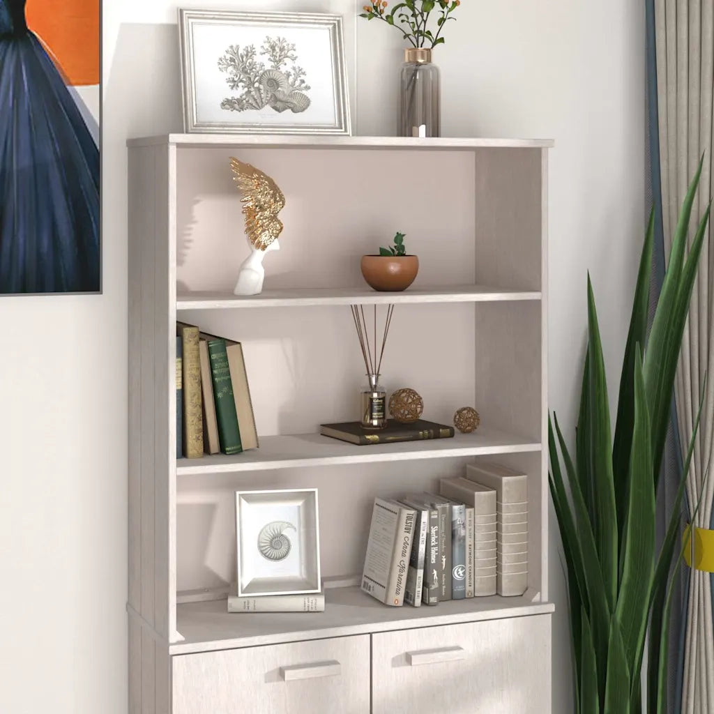 Piano Credenza HAMAR Bianco 85x35x100 cm Legno Massello di Pino 340509