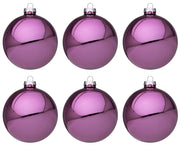Palline di Natale in Vetro Rosa Scuro Lucido Addobbi Decorazioni Albero Diametro: 60 mm