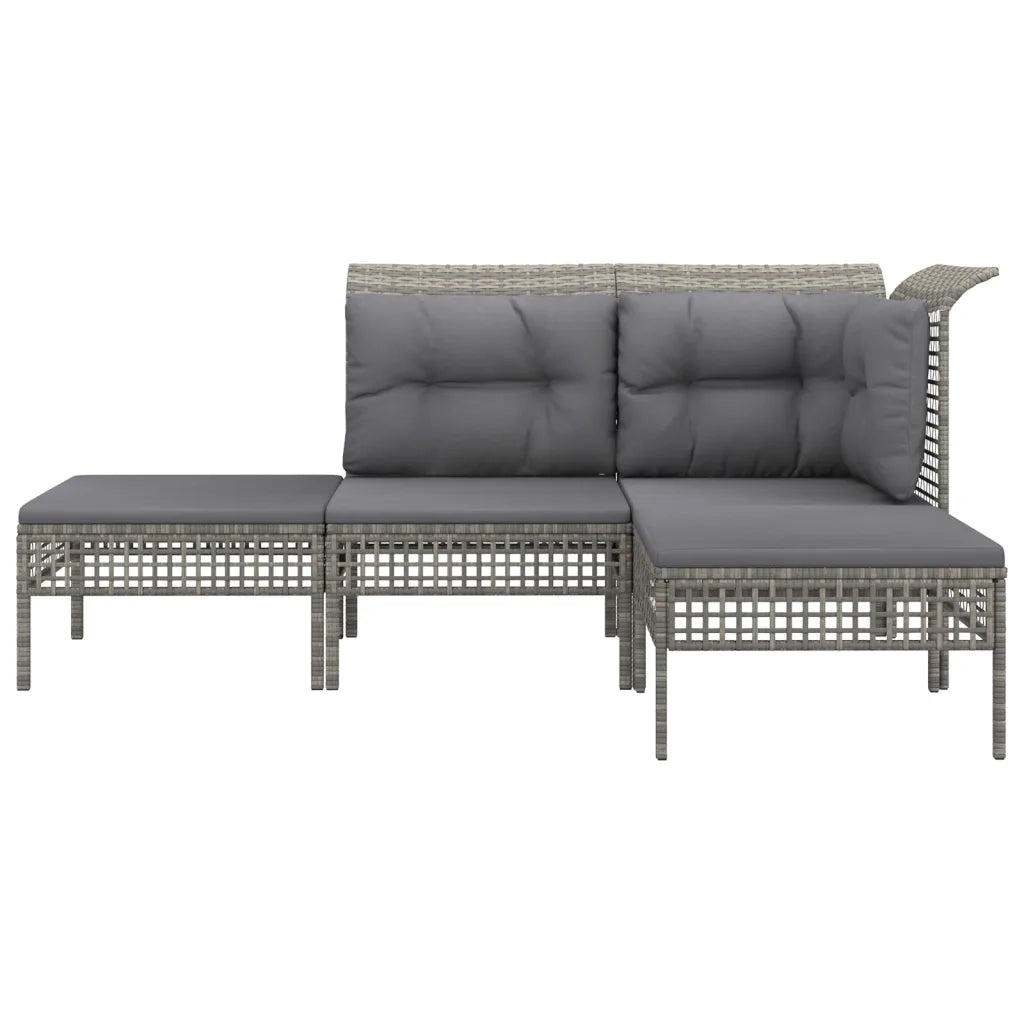 Set Divani da Giardino 4 pz con Cuscini-Sofa da giardino in Polyrattan Grigio 594361