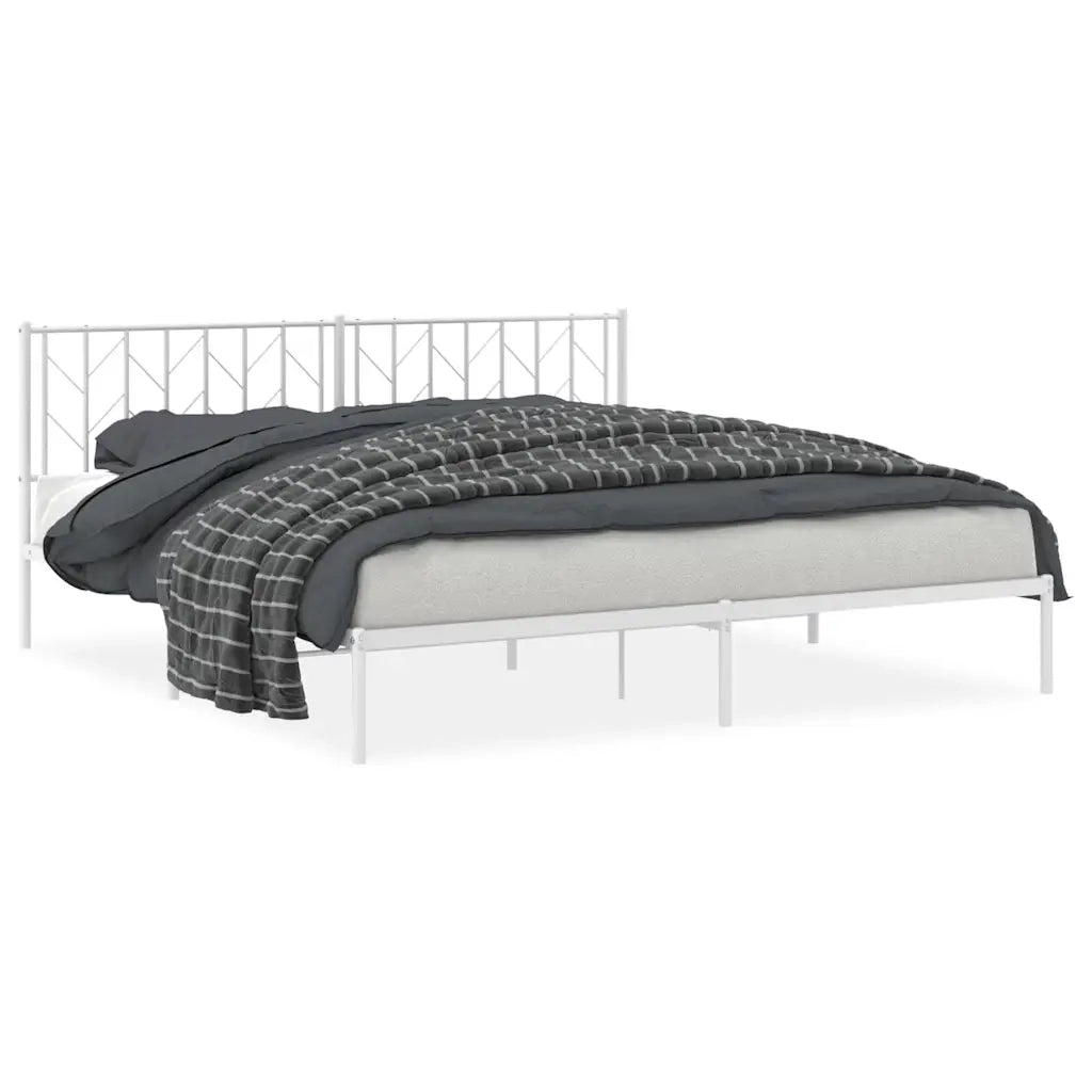 Giroletto con Testiera-Struttura Letto con testiera Metallo Bianco 193x203 cm 948680