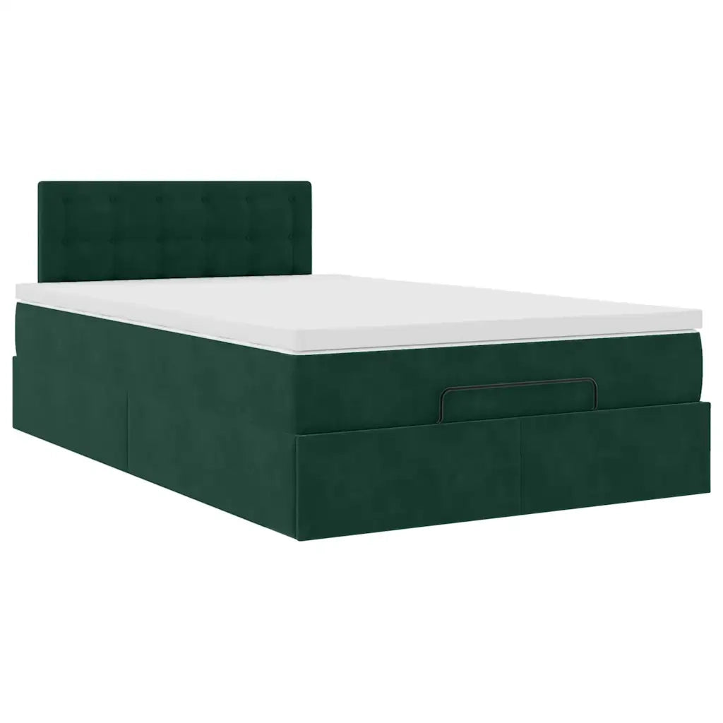 Pouf Letto con Materasso Verde Scuro 120x190 cm Velluto 3311906