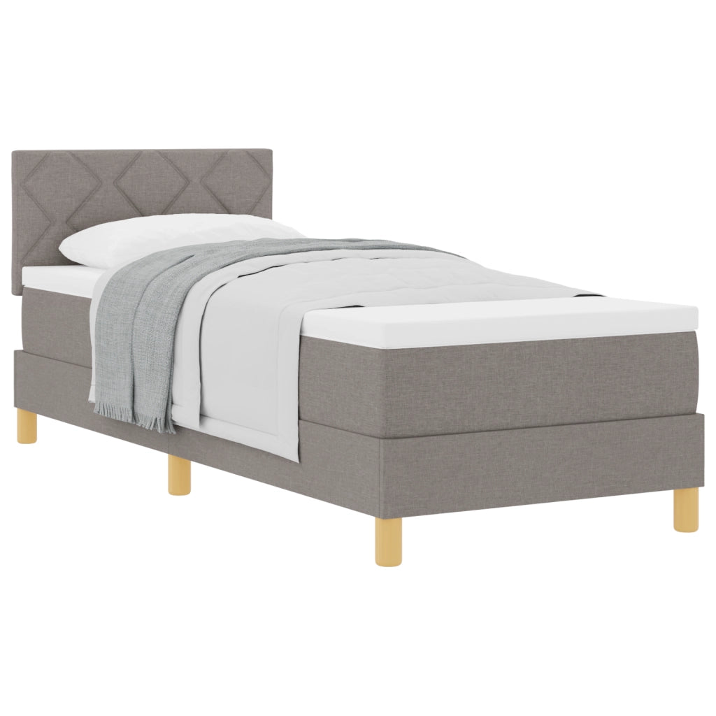 Letto con Box Spring con Materasso Tortora 80x200 cm Tessuto