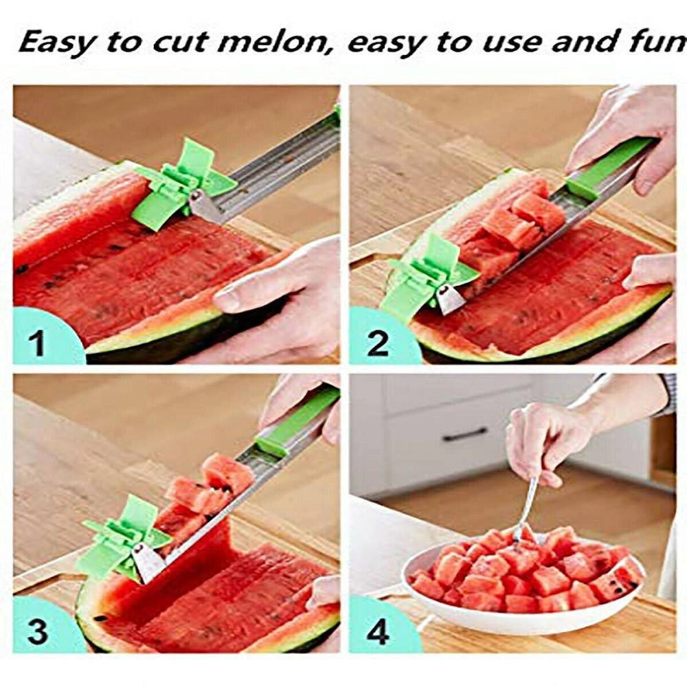 Trade Shop - Taglianguria Mulino A Vento Anguria Multiuso Cucina Taglio Della Frutta Cubetti -