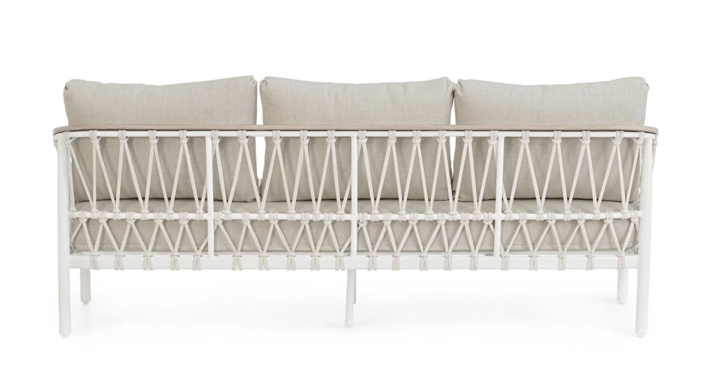 Divano da Giardino 3 Posti con Cuscini 205x75x85h cm in Alluminio e PP Fenix Vapor