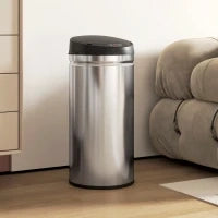 Cestino Spazzatura da 42L con Sensore di Movimento e Apertura Automatica, 30.5x30.5x68 cm, Nero e Argento
