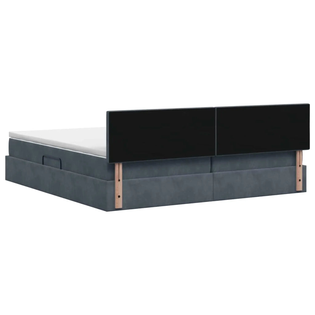 Letto con Contenitore Grigio Scuro 200 x 200 cm Velluto 3458890