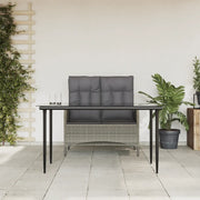 Set da Pranzo da Giardino 2 pz con Cuscini in Polyrattan Grigiocod mxl 77094