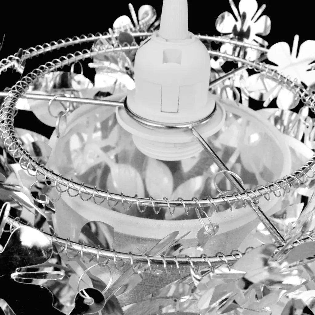 Lampadario da Soffitto Foglie e Paillette 21,5 x 30 cm Argento CFW1451132