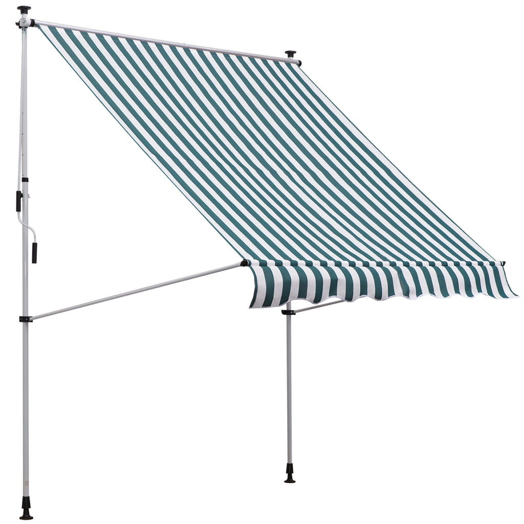 Toldo Manuale Retrattile per Balcone e Terrazza ¨C zephmum ¨C Verde Bianco 200x150 cm