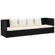 Divano chaise longue in resina intrecciata nera con cuscino e guanciali 02_0012001