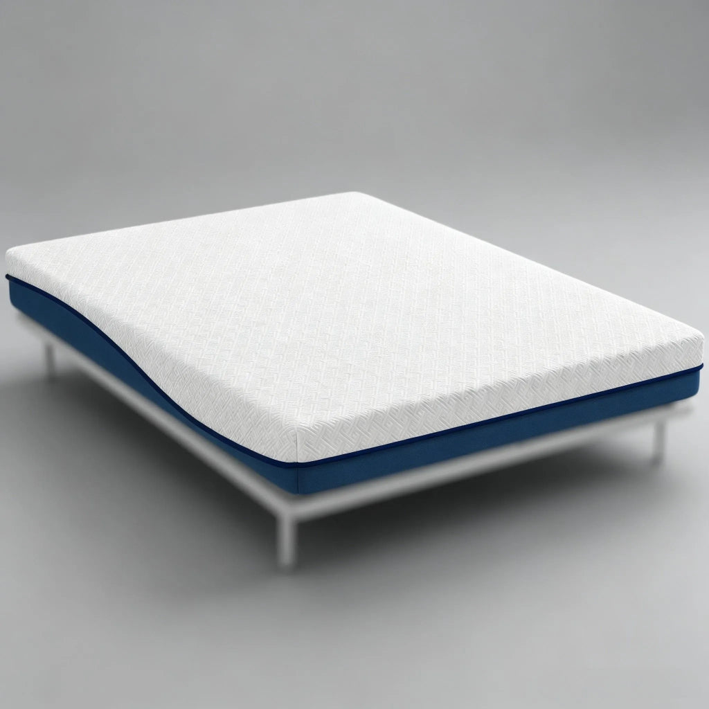 Materasso in Memory Foam al Tè Verde con Gel Rinfrescante 90x190x20 cm; Bianco e Blu