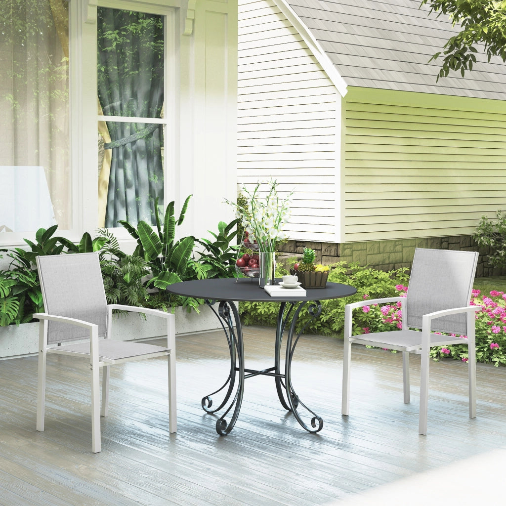 Sedia da giardino impilabile ¨C zephmum ¨C 2 pezzi, grigio chiaro, 56x58x89 cm