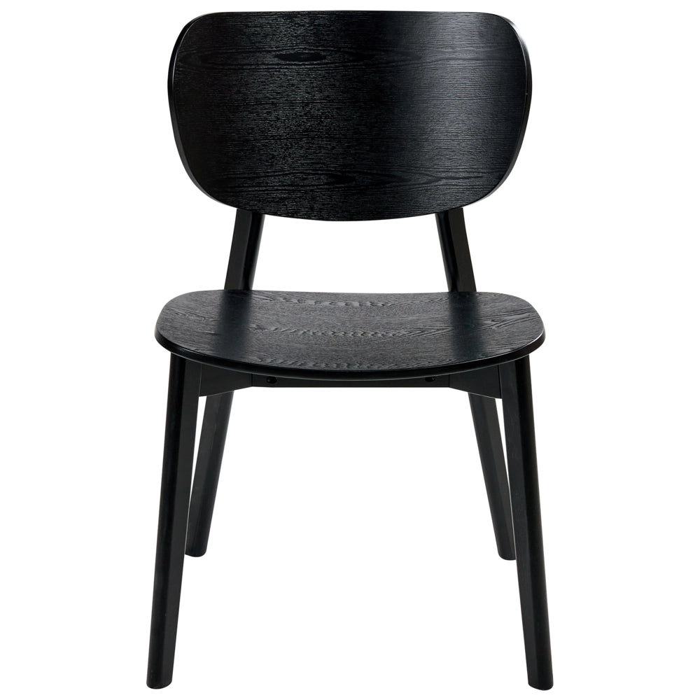 Set di 2 sedie da pranzo con struttura in legno di gomma nero, senza braccioli, design minimalista