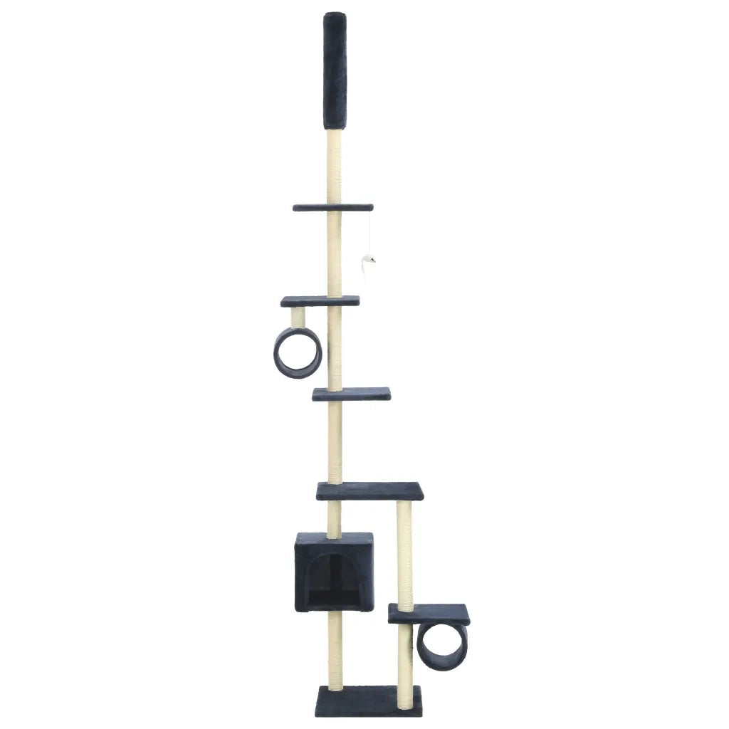 Albero per Gatti con Pali Tiragraffi in Sisal 260 cm Blu Scuro 170536