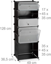 Scarpiera con 6 scomparti 126 cm plastica nera 13_0001636_2