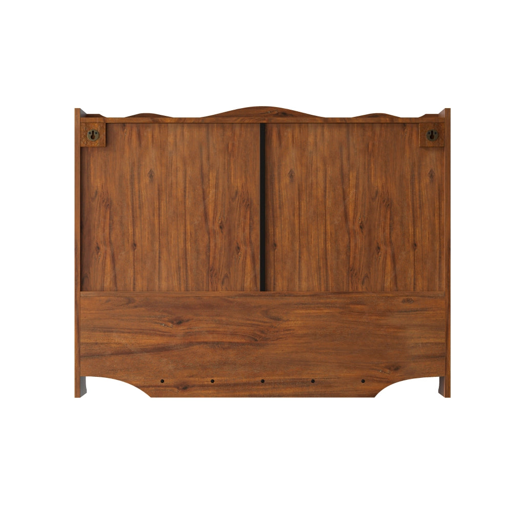Pensile con 4 Ante; Ripiani Rimovibili e Ganci Aperti per Bagno in Legno Massello 100×20×80 cm Marrone