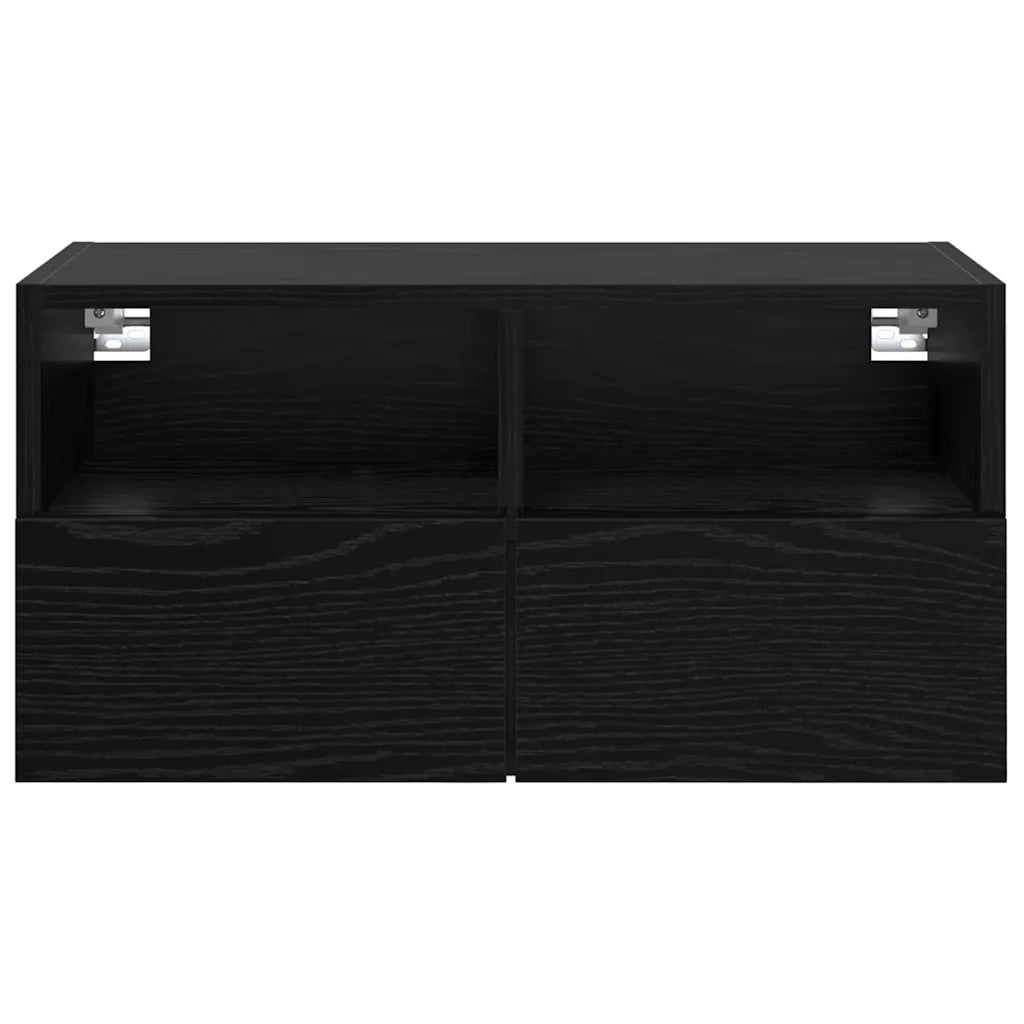 Mobile TV da parete-Mobile TV a Muro-Credenza TV Rovere Nero 60 x 30 x 30 cm