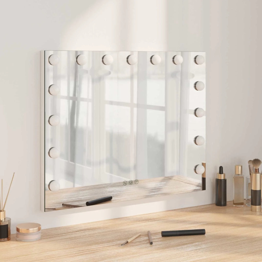Specchio LED da Vanit¨¤ Bianco 58 x 10 x 47 cm Vetro e acciaio
