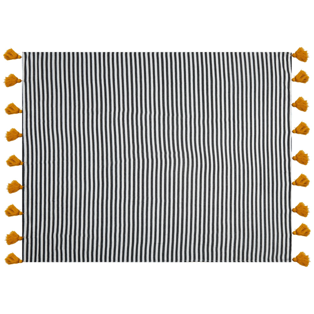 Coperta in misto poliestere e acrilico bianco e nero 130 x 170 cm Motivo decorativo a righe double face