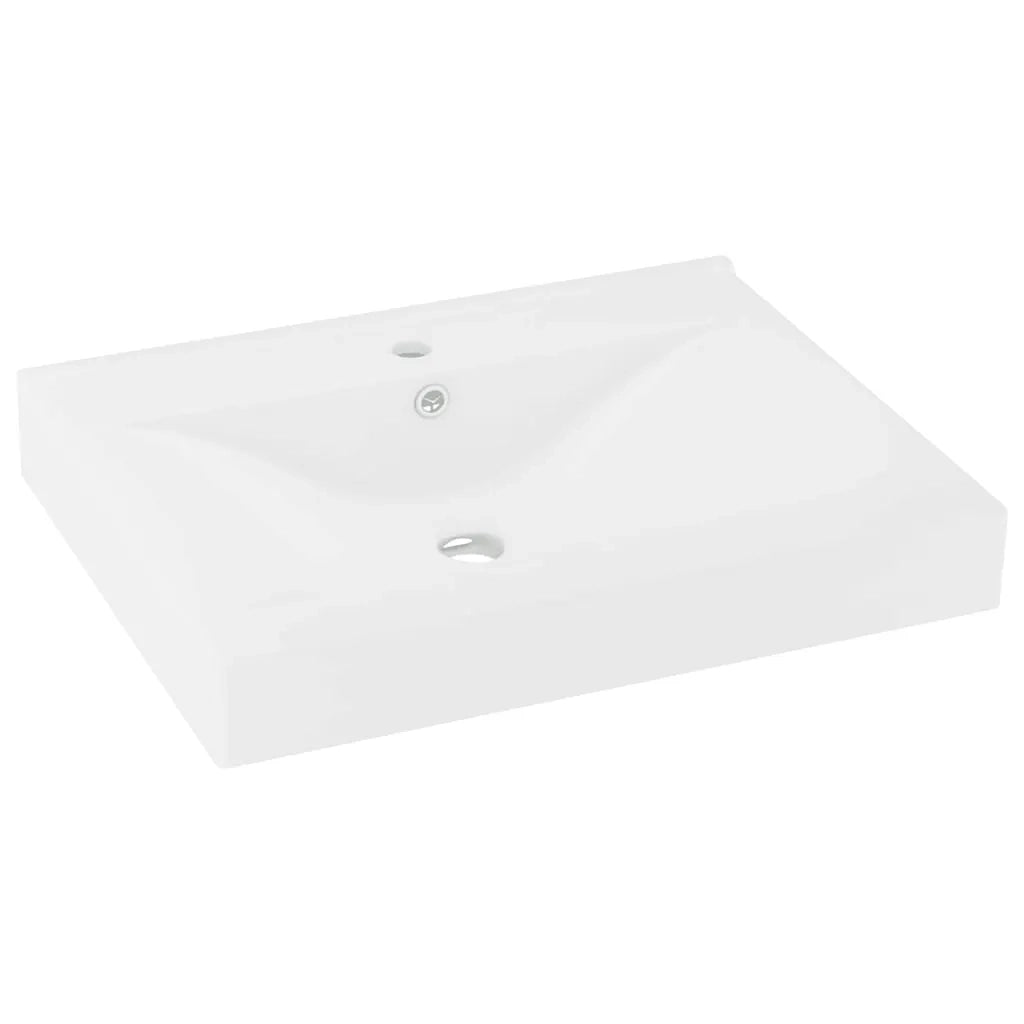Lavandino-Lavello con Foro Rubinetto Bianco Opaco 60x46 cm in Ceramica