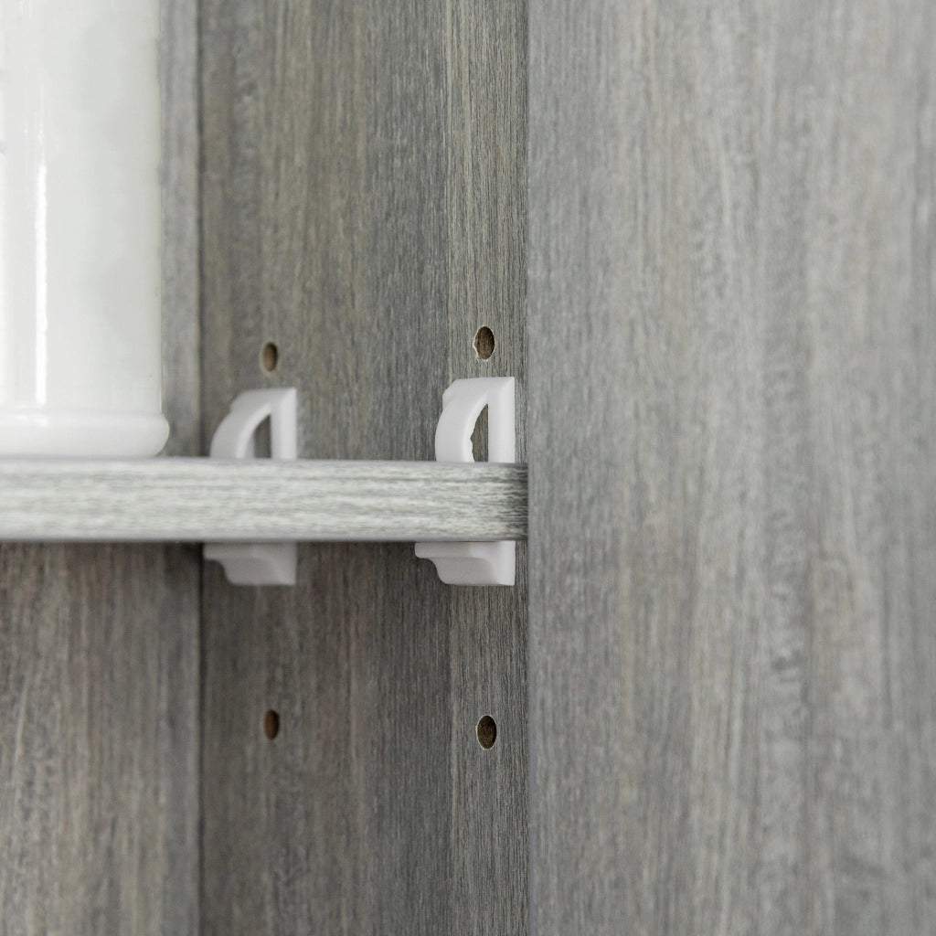 Armadio da bagno con specchio 3 ante ¨C zephmum ¨C grigio 90x15x75cm