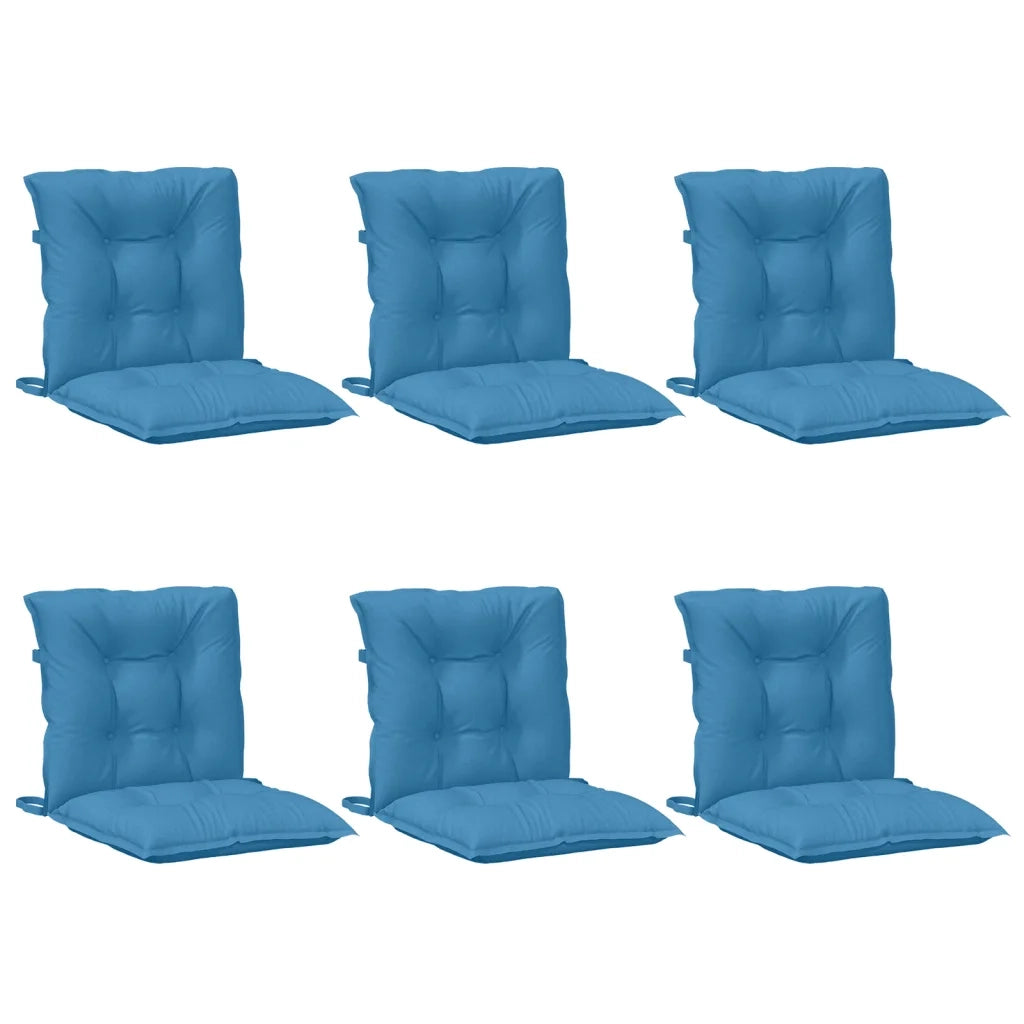 Cuscini Sedia Schiena Bassa 6 pz Blu MÃ©lange 100x50x7 Tessuto