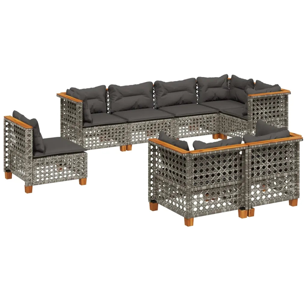 Set Divano da Giardino 8 pz con Cuscini Grigio in Polyrattan 3261903