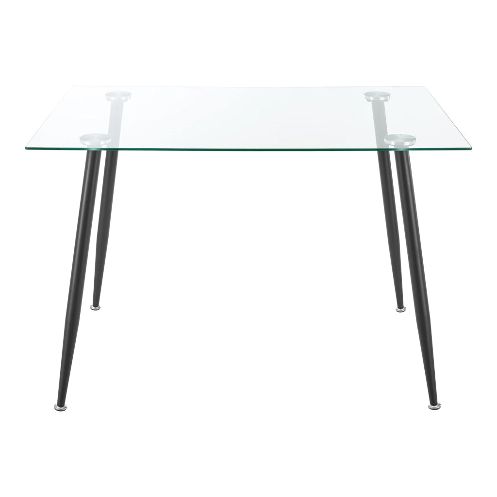 Tavolo da pranzo con piano in vetro temperato e acciaio 75 x 110 x 70 cm nero 03_0008702