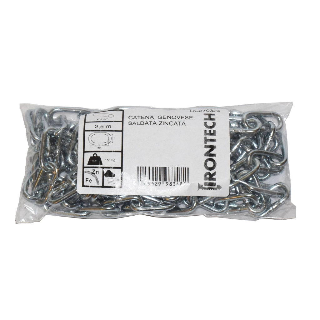 Catena genovese pretagliata Ã˜ 4 mm. in acciaio zincato 5 mt.