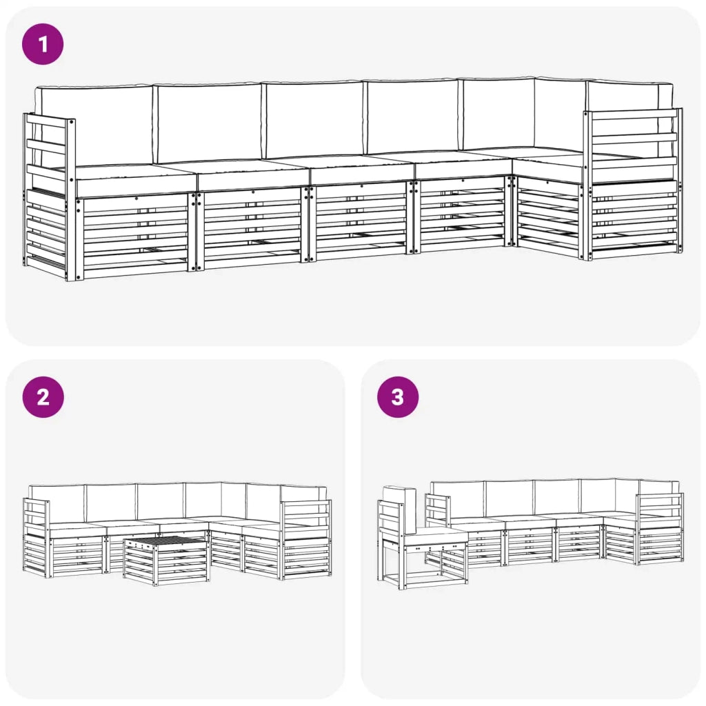 Set divano sezionale con cuscino 6 pcs Naturale e Beige 3374873