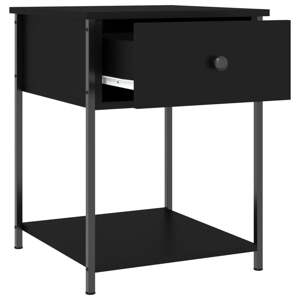 Set di 2 Comodini | Armadio da Notte | Mobiletto da notte Neri 44x45x58 cm in Legno Multistrato