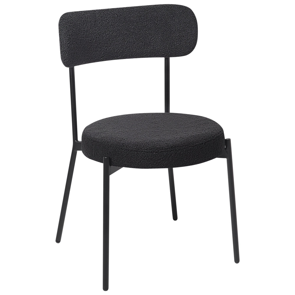 Set di 2 sedie per sala da pranzo Boucle nero Gambe in acciaio nero Sedute per sala da pranzo di design moderno