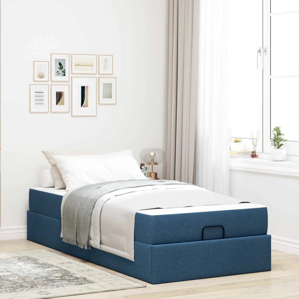 Struttura letto con materasso con materasso 2 pcs Blu Tessuto