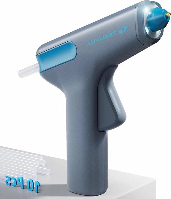 Pistola di colla ad alta temperatura 2200 mAh caricabile via USB-C - Riscaldamento rapido - Funzione di spegnimento intelligente - Incluso 10 pezzi di stecche di colla 7 mm per attività di fai da te e scuole d'arte